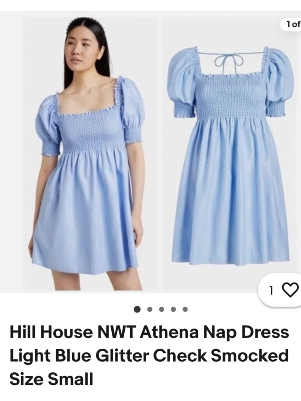 Hill House light blue puff sleeve smocked mini dress